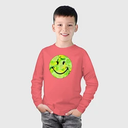 Лонгслив хлопковый детский Лаймик смайлик, цвет: коралловый — фото 2