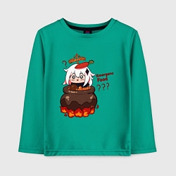 Лонгслив хлопковый детский Genshin Impact Paimon food, цвет: зеленый