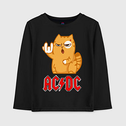 Лонгслив хлопковый детский ACDC rock cat, цвет: черный