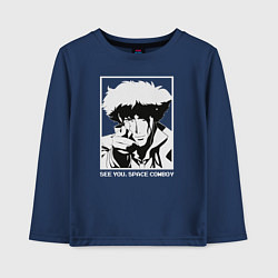 Лонгслив хлопковый детский Увидимся, космический ковбой, цвет: тёмно-синий