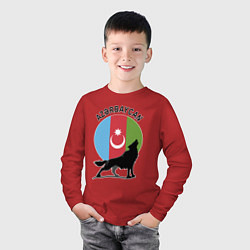 Лонгслив хлопковый детский Азербайджан, цвет: красный — фото 2