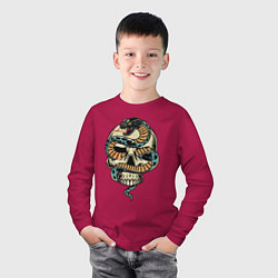 Лонгслив хлопковый детский Snake&Skull, цвет: маджента — фото 2