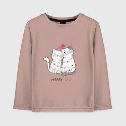 Лонгслив хлопковый детский Merry Cat, цвет: пыльно-розовый