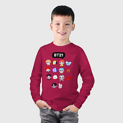 Лонгслив хлопковый детский BTS BT21, цвет: маджента — фото 2
