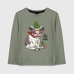 Лонгслив хлопковый детский Be Merry and Bright, цвет: авокадо