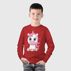 Лонгслив хлопковый детский Unicorn Kid, цвет: красный — фото 2