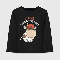 Лонгслив хлопковый детский I love year of the bull!, цвет: черный