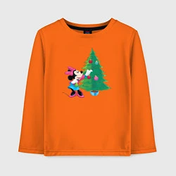 Лонгслив хлопковый детский Christmas Minnie, цвет: оранжевый