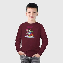 Лонгслив хлопковый детский Mickey & Minnie, цвет: меланж-бордовый — фото 2