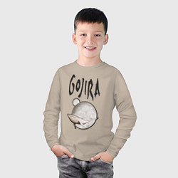 Лонгслив хлопковый детский Gojira, цвет: миндальный — фото 2