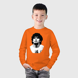 Лонгслив хлопковый детский Диего Марадона, цвет: оранжевый — фото 2