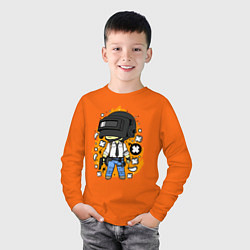Лонгслив хлопковый детский PUBG, цвет: оранжевый — фото 2