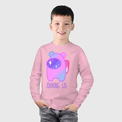 Лонгслив хлопковый детский AMONG US - SPACE, цвет: светло-розовый — фото 2