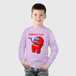 Лонгслив хлопковый детский AMONG US - IMPOSTOR, цвет: лаванда — фото 2