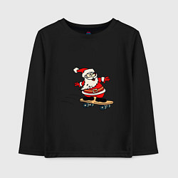 Лонгслив хлопковый детский Санта на скейтборде, цвет: черный