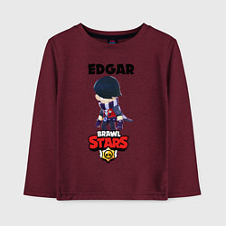 Лонгслив хлопковый детский BRAWL STARS EDGAR, цвет: меланж-бордовый