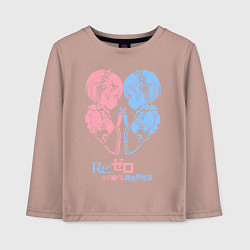 Лонгслив хлопковый детский Re:Zero, Рам и Рем, цвет: пыльно-розовый
