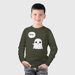 Лонгслив хлопковый детский My boo, цвет: меланж-хаки — фото 2