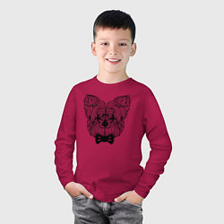 Лонгслив хлопковый детский Йоркширский терьер с бантом, цвет: маджента — фото 2