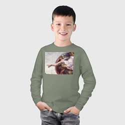 Лонгслив хлопковый детский Искусство, цвет: авокадо — фото 2