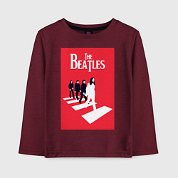 Лонгслив хлопковый детский The Beatles, цвет: меланж-бордовый