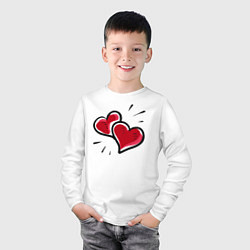 Лонгслив хлопковый детский Hearts, цвет: белый — фото 2