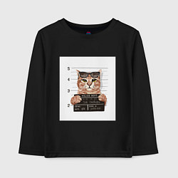 Лонгслив хлопковый детский Арестованный кот, цвет: черный