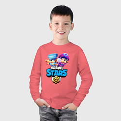 Лонгслив хлопковый детский Генерал Гавс - Brawl Stars, цвет: коралловый — фото 2