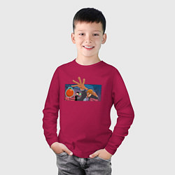 Лонгслив хлопковый детский Моб Психо 100, цвет: маджента — фото 2