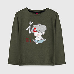 Лонгслив хлопковый детский BTS sleep, цвет: меланж-хаки
