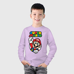 Лонгслив хлопковый детский Mario, цвет: лаванда — фото 2