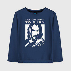 Лонгслив хлопковый детский WE HAVE A CITY TO BURN, цвет: тёмно-синий