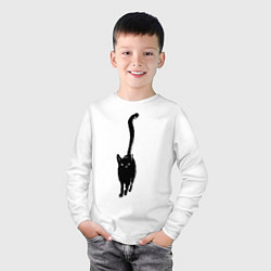 Лонгслив хлопковый детский Черный кот тушью, цвет: белый — фото 2