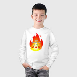Лонгслив хлопковый детский Ты горишь как огонь, цвет: белый — фото 2