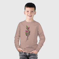 Лонгслив хлопковый детский Graphic flower, цвет: пыльно-розовый — фото 2