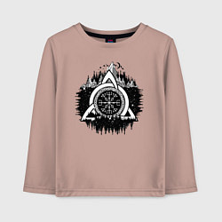 Лонгслив хлопковый детский Вегвизир Рунический Компас, цвет: пыльно-розовый