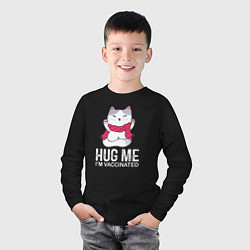 Лонгслив хлопковый детский Hug Me Im Vaccinated, цвет: черный — фото 2
