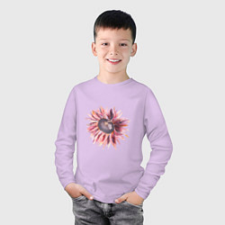 Лонгслив хлопковый детский Акварельный подсолнух, цвет: лаванда — фото 2