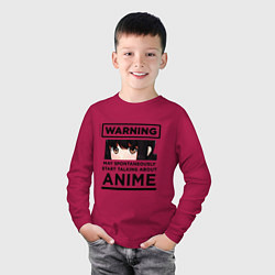 Лонгслив хлопковый детский Warning ANIME, цвет: маджента — фото 2