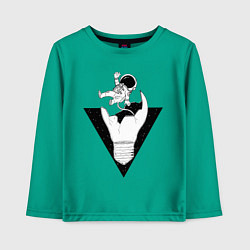 Лонгслив хлопковый детский Космонавт падает, цвет: зеленый