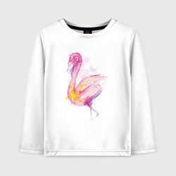 Лонгслив хлопковый детский Фламинго рисунок акварелью, цвет: белый
