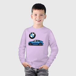 Лонгслив хлопковый детский BMW X6, цвет: лаванда — фото 2