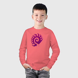 Лонгслив хлопковый детский Zerg logo Purple, цвет: коралловый — фото 2