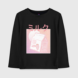 Лонгслив хлопковый детский Vaporwave Strawberry Milk, цвет: черный