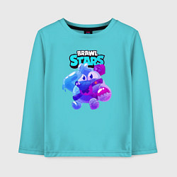 Лонгслив хлопковый детский Сквик Squeak Brawl Stars, цвет: бирюзовый
