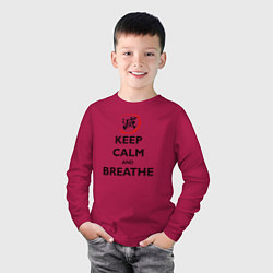 Лонгслив хлопковый детский KEEP CALM and BREATHE, цвет: маджента — фото 2