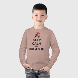 Лонгслив хлопковый детский KEEP CALM and BREATHE, цвет: пыльно-розовый — фото 2