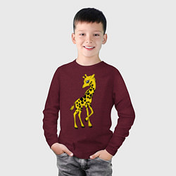 Лонгслив хлопковый детский Маленький жираф, цвет: меланж-бордовый — фото 2