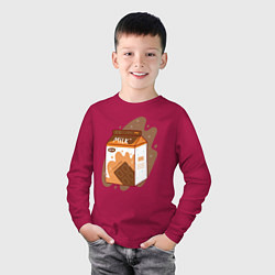 Лонгслив хлопковый детский Коробка шоколадного молока, цвет: маджента — фото 2