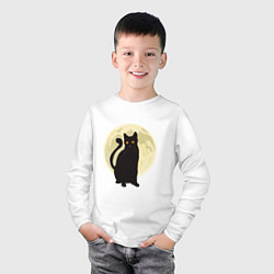 Лонгслив хлопковый детский Moon Cat, цвет: белый — фото 2